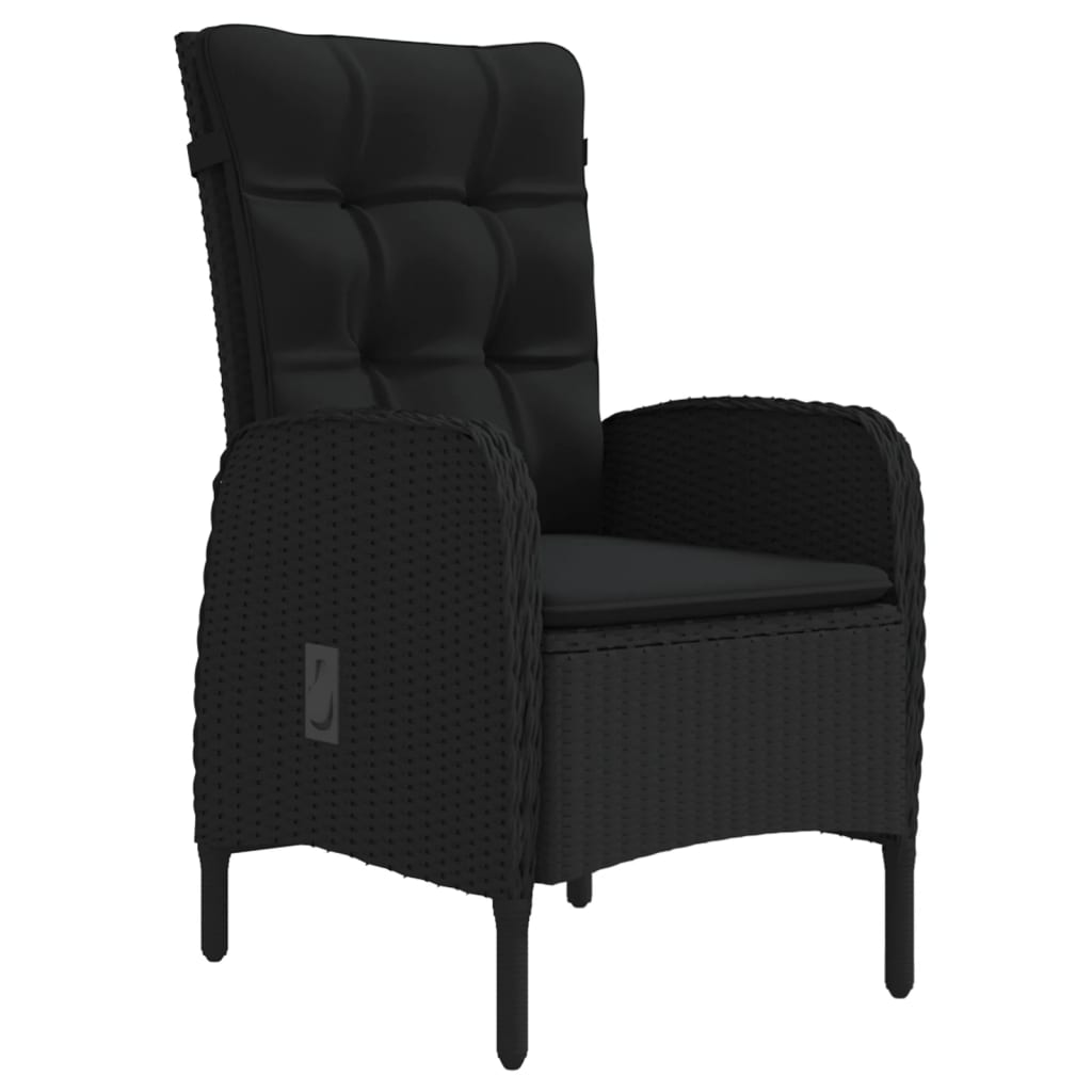 Mobilier de salle à manger de jardin avec coussins 7 pièces noir