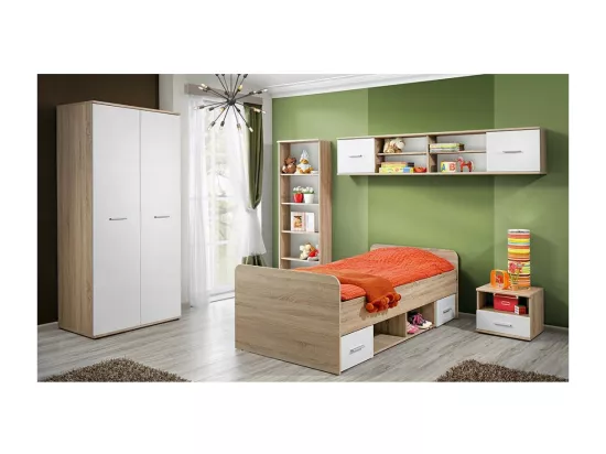 Chambre complète enfant, ado collection DENVER. Armoire, Lit, bibliothèque, chevet et étagère