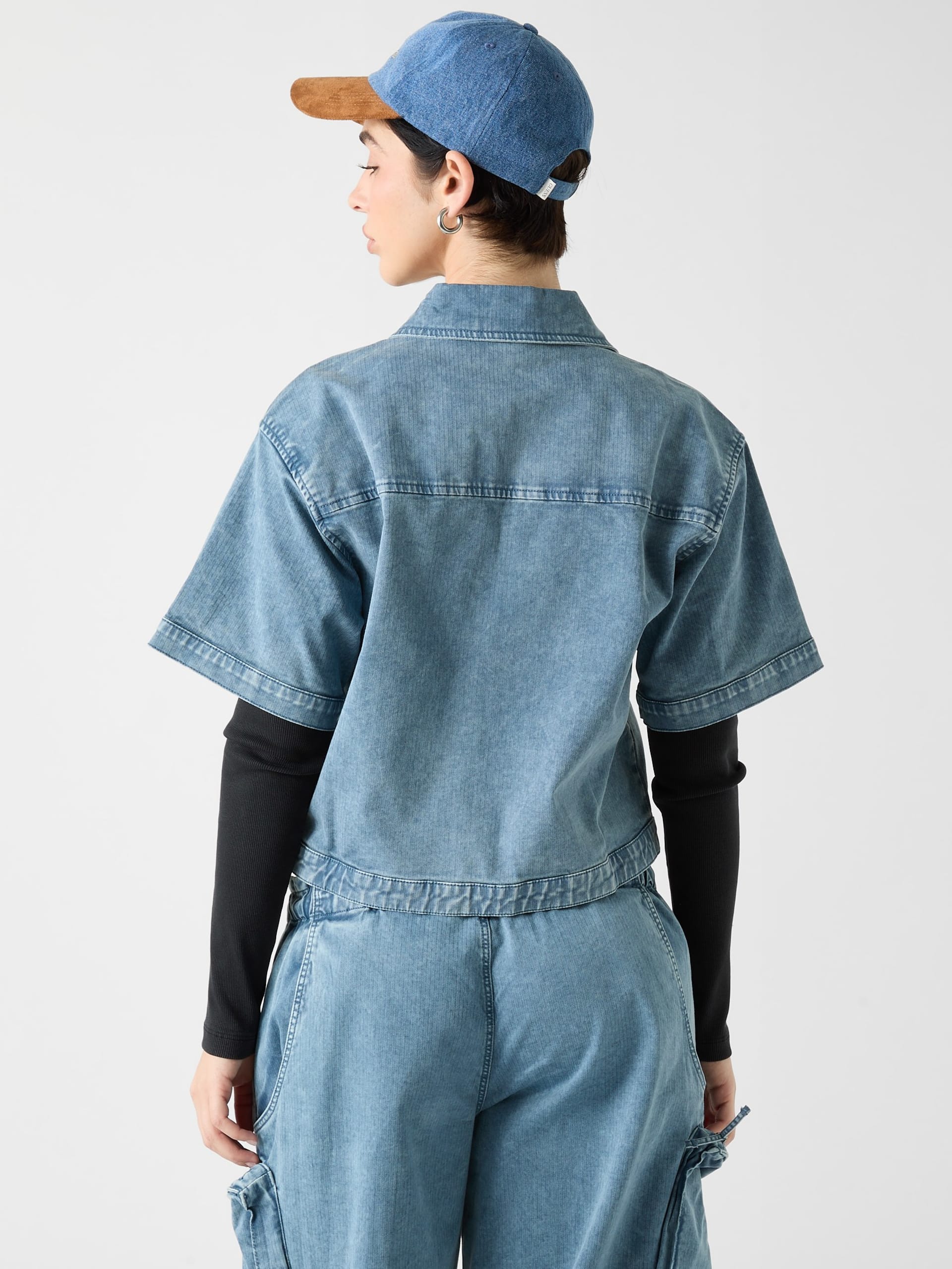 Camisa jeans com zíper GUESS Originals