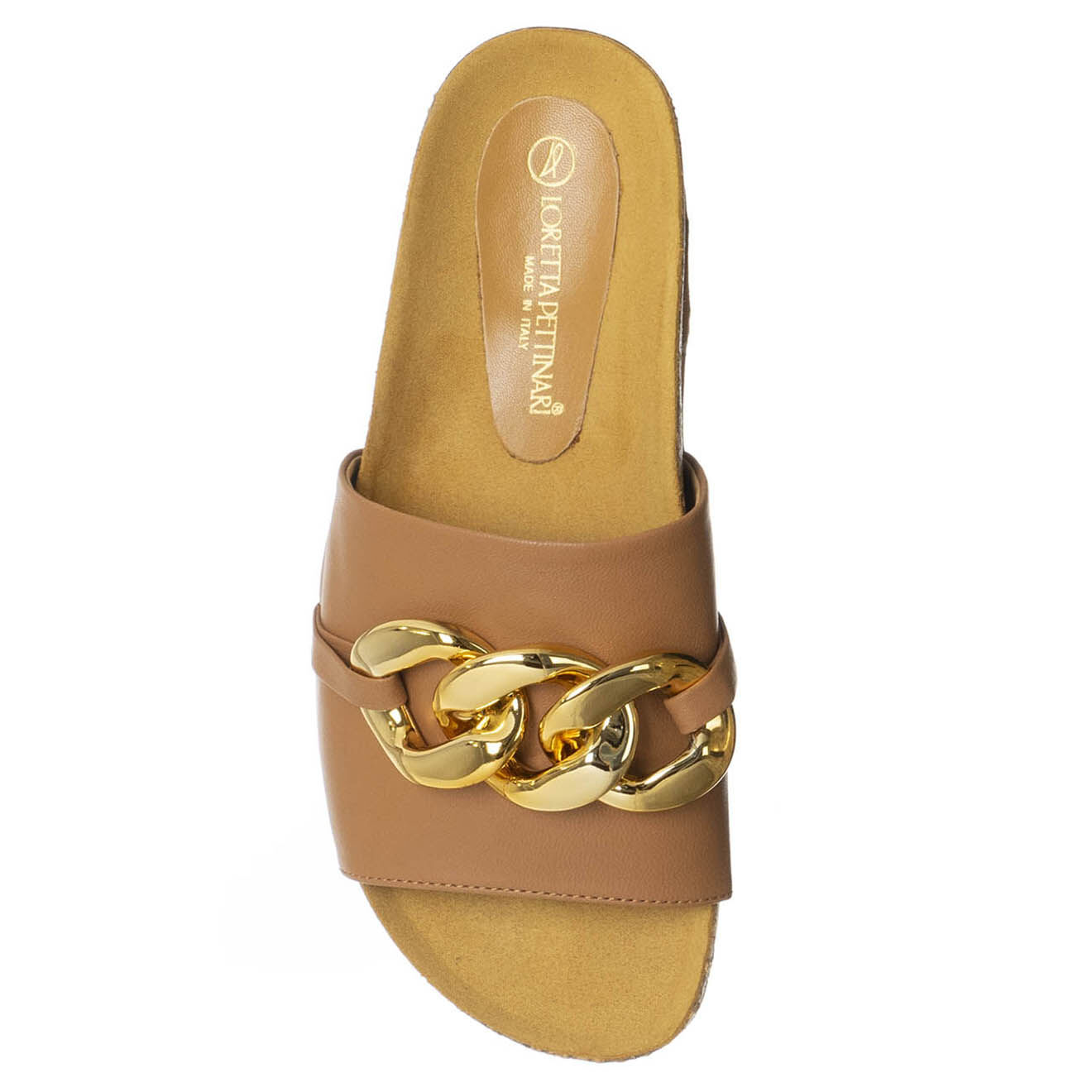 Loretta Pettinari Mules en Cuir Candice camel