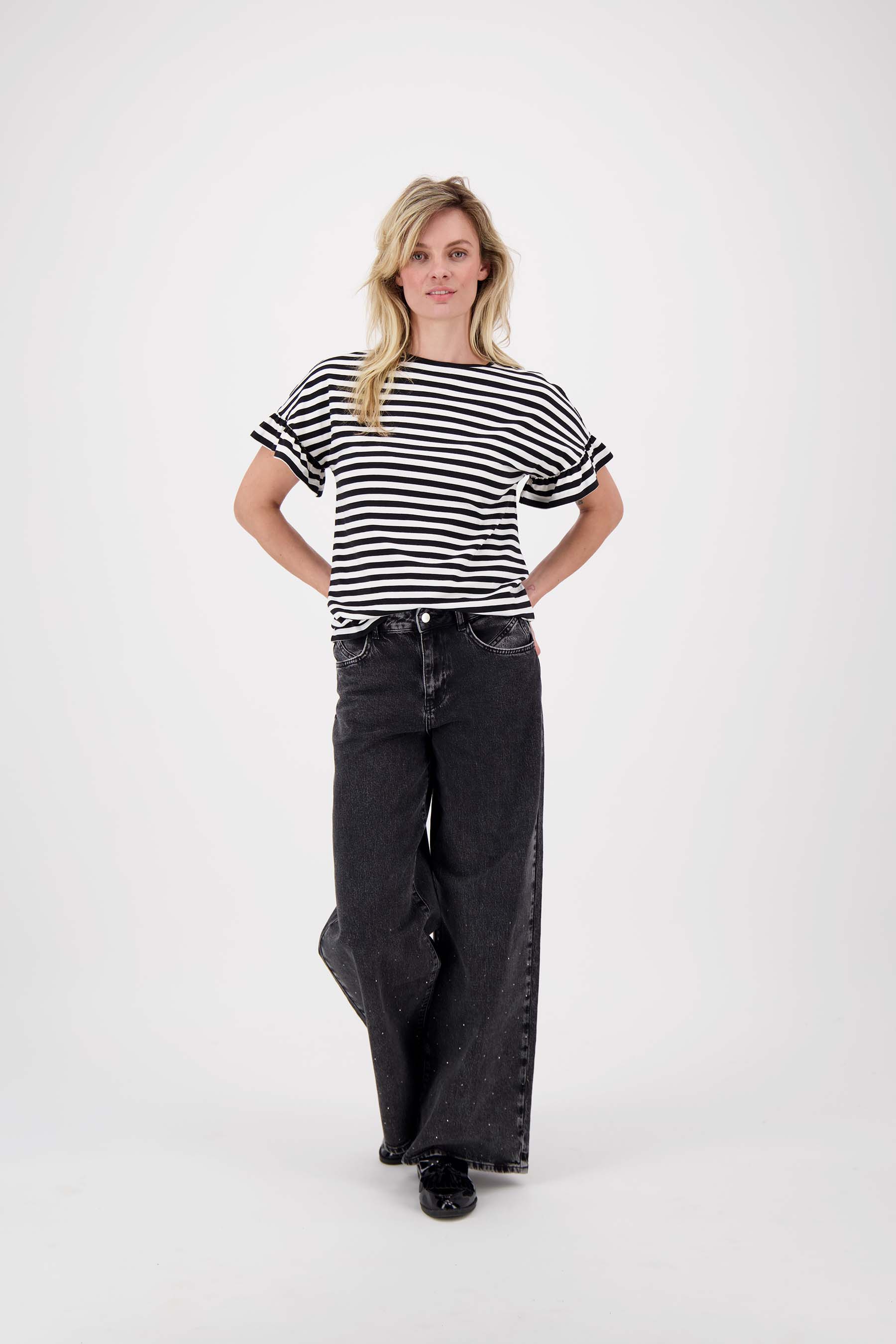 T-shirt met vlindermouw gestreept