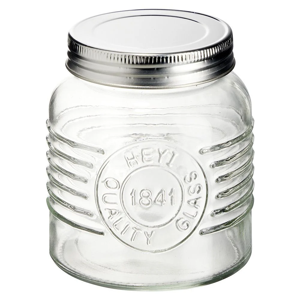 Bocal hermétique rond transparent avec couvercle en métal H10 cm