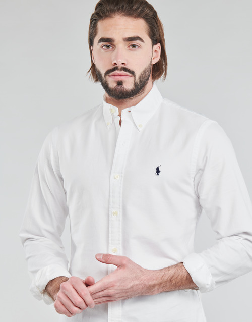 Polo Ralph Lauren - CHEMISE CINTREE SLIM FIT EN OXFORD LEGER TYPE CHINO COL BOUTONNE Blanco