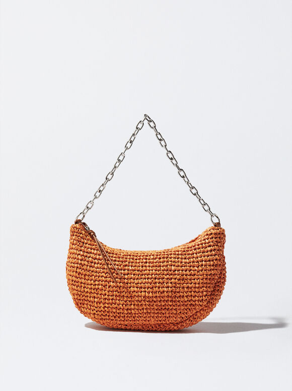 Bolsa de palha com corrente - Laranja