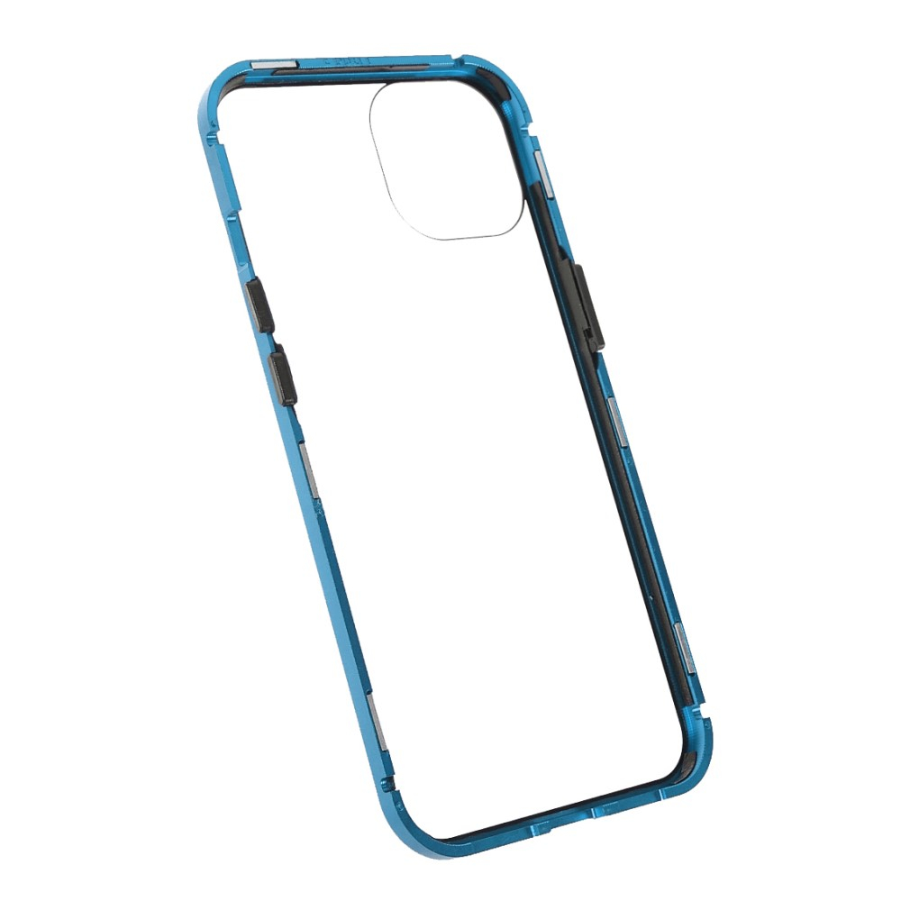 iPhone 13 Magnetische Alu Schutzhülle mit Panzer Glas Backcover   Displayschutz (Magnet-Technologie) - Blau