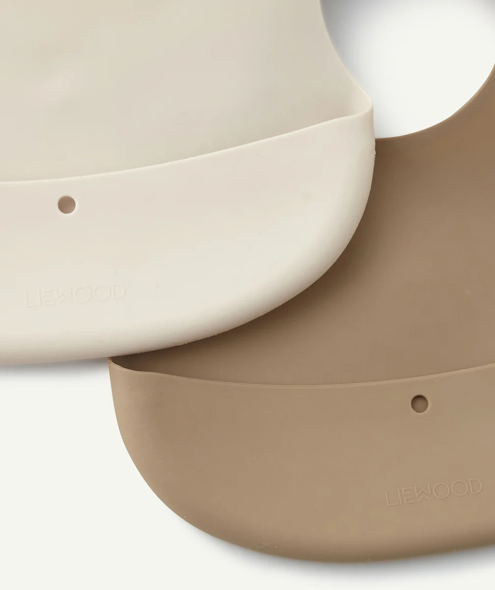 LIEWOODLOT DE 2 BAVOIRS EN SILICONE EMBER BEIGES