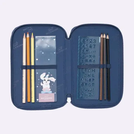 Beckmann 3-fächrige Federmappe mit Inhalt, Pet Friends Blue