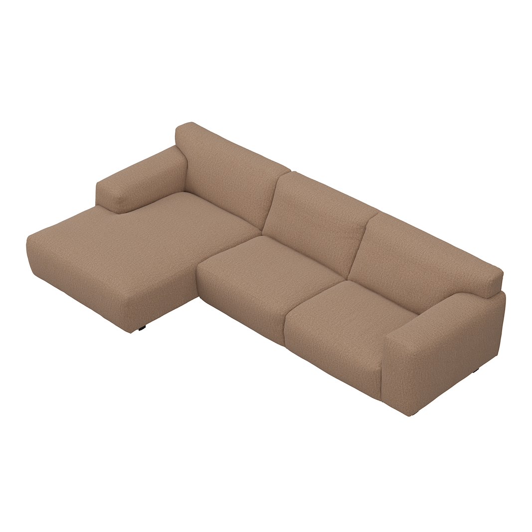Vesta 2,5-seter med sjeselong venstre I Tekstil Marsel Bronze, standardsøm, sort metallben 10 cm, Comfort CM