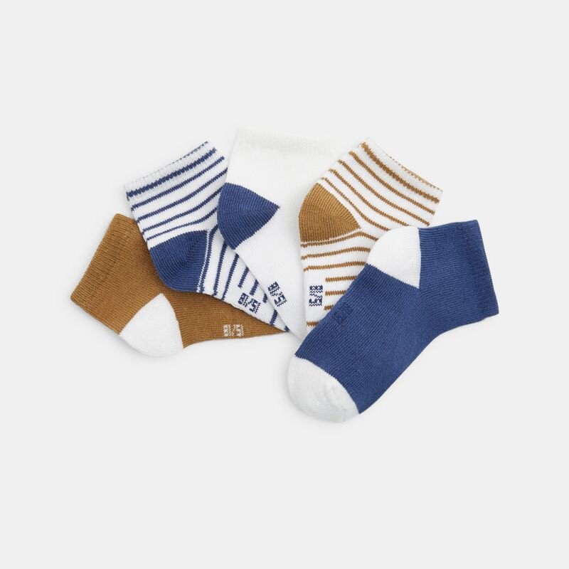 Chaussettes basses jacquard bleu bébé garçon (lot de 5) Bleu