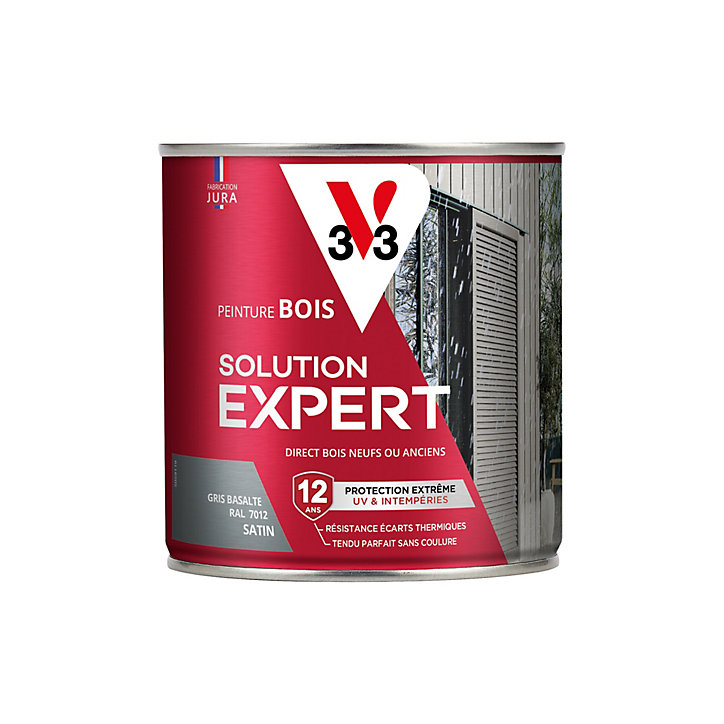 Peinture extérieure bois Solution expert gris basalte satin V33 500ml