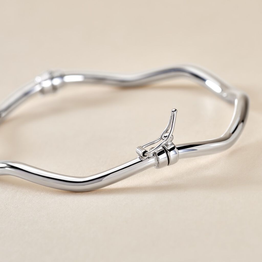 Bracelet Jonc Jennie Ondule Or Blanc