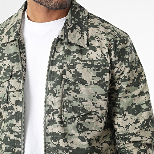 Veste Zippée Beige Vert Kaki Camouflage