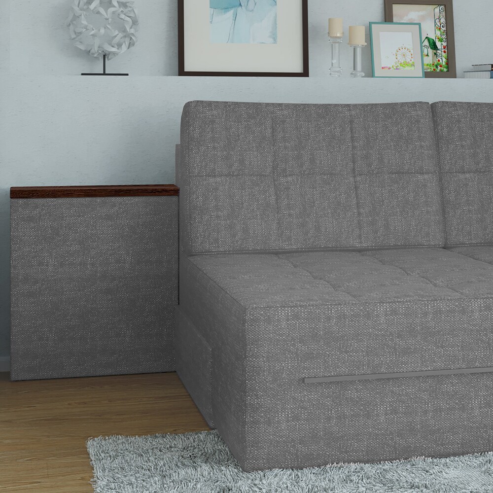 VitaliSpa Ecksofa mit Schlaffunktion 240 x 160 cm Grau -Eckcouch Sofa Couch Schlafsofa Taschenfederkern