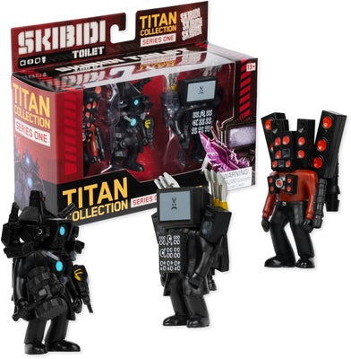 Skibidi Toilet Titan Collection Figursett Series 1, 3-Pakk