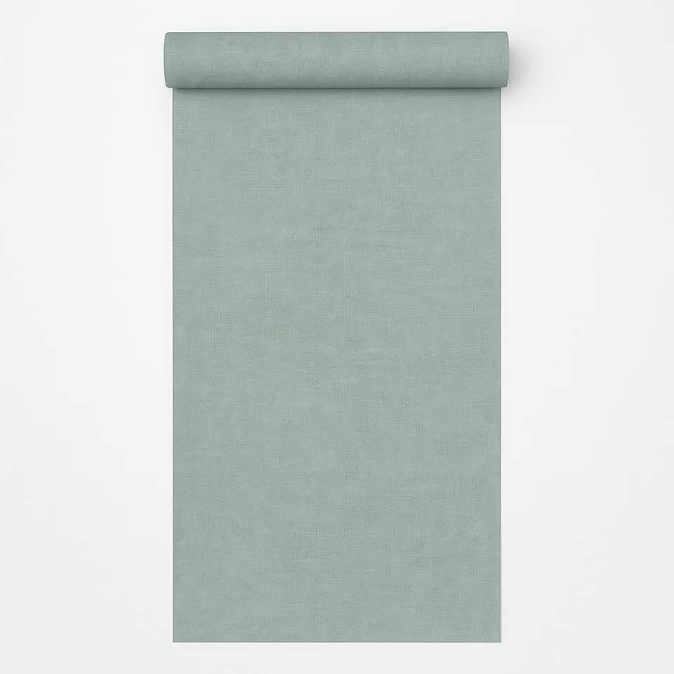 Dutch Wallcoverings Vliesbehang Linen & Textures uni - lightgreen - 10m x 53cm