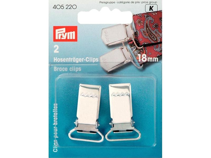 Prym Clips für Hosenträger 18 mm, Silber Clips für Hosenträger zum Annähen