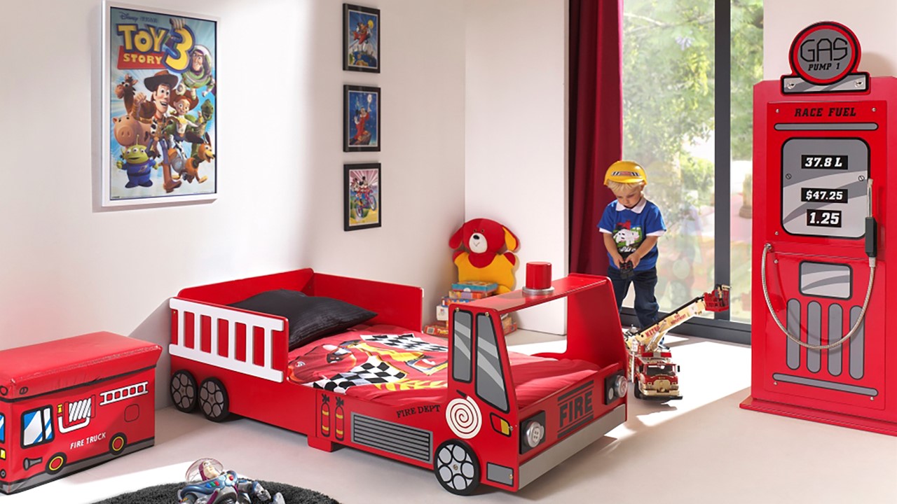 Kleuterbed Fire truck rood