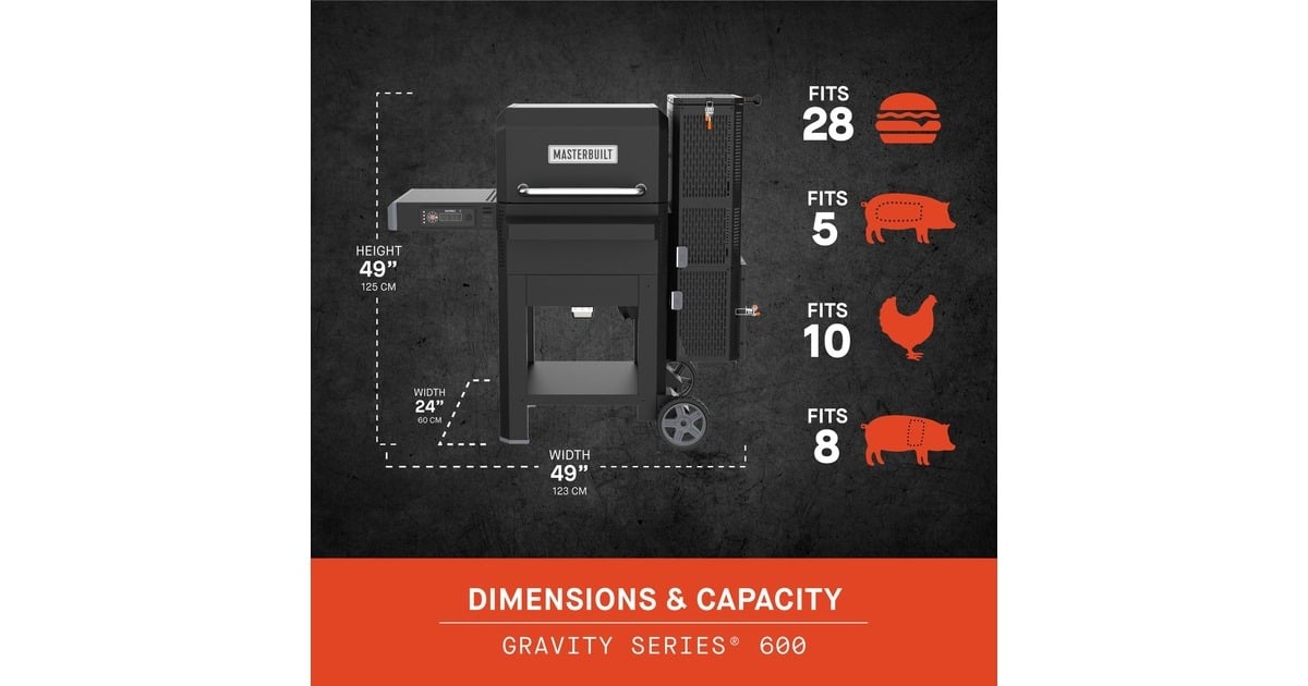 MasterbuiltGravity Series 600, digitale houtskoolgrill en roker barbecue  (Zwart, WiFi-besturing)