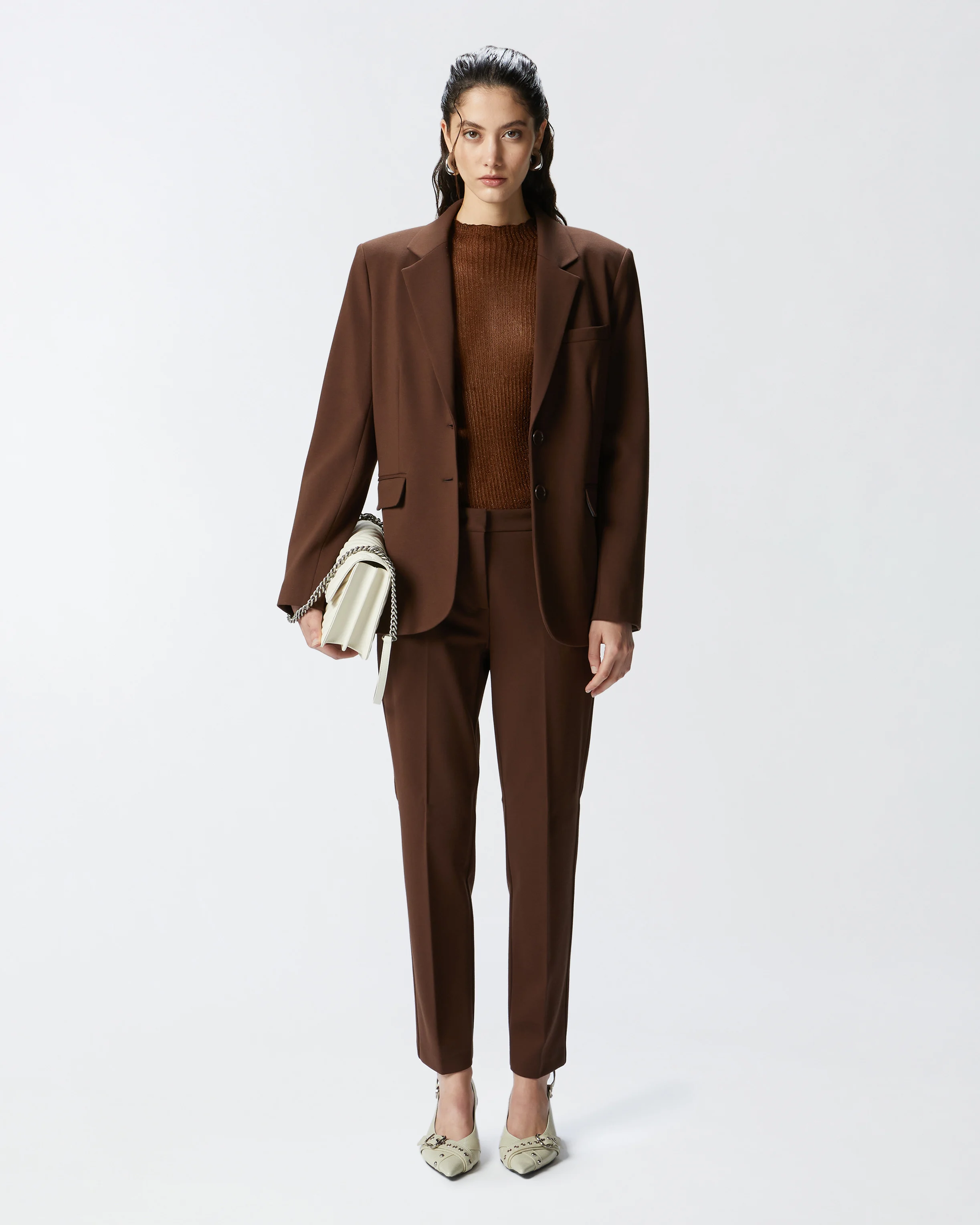Blazer droit à épaulettes | Marron