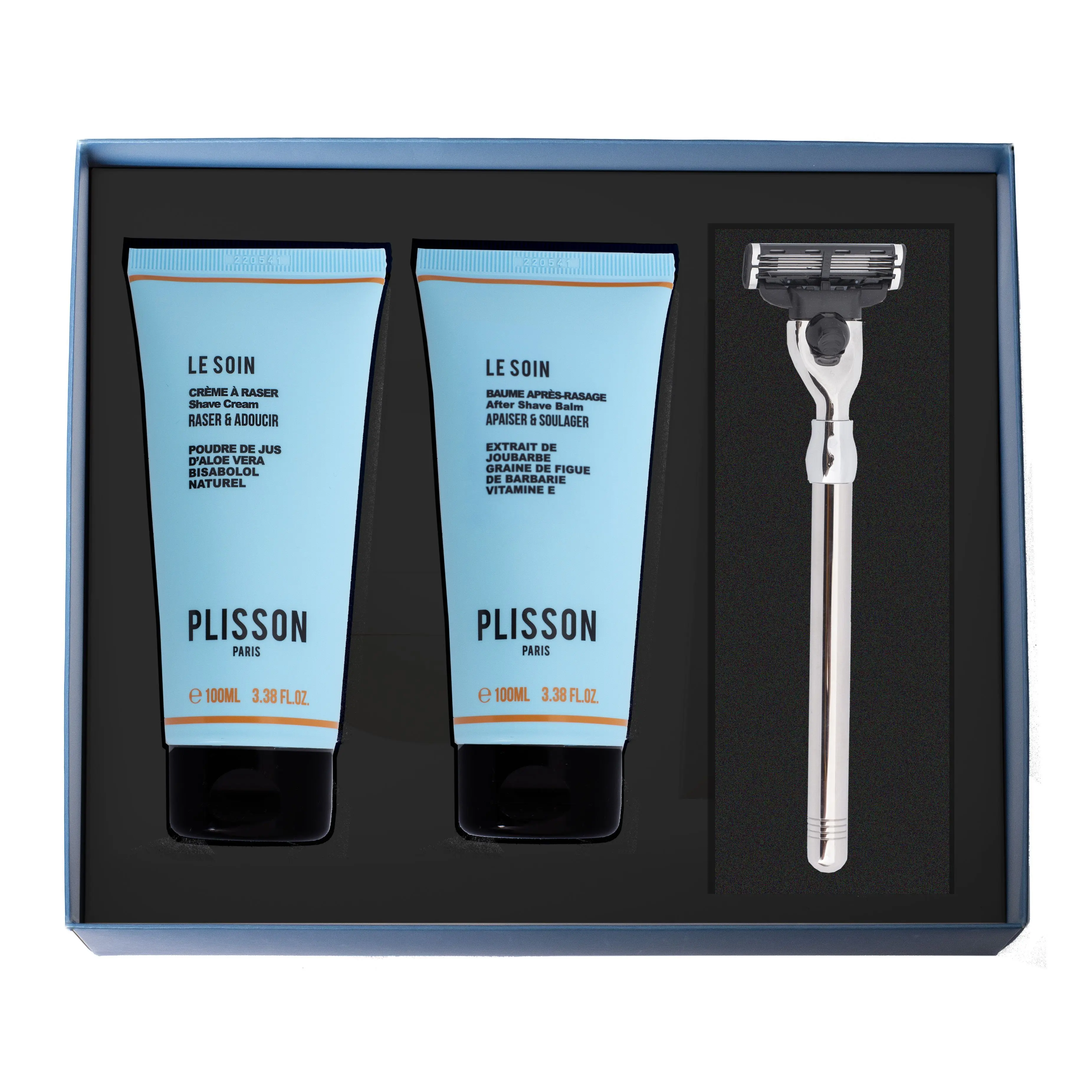 Plisson - Coffret Glabre Rasoir, Crème à raser & Baume après-rasage- Homme
