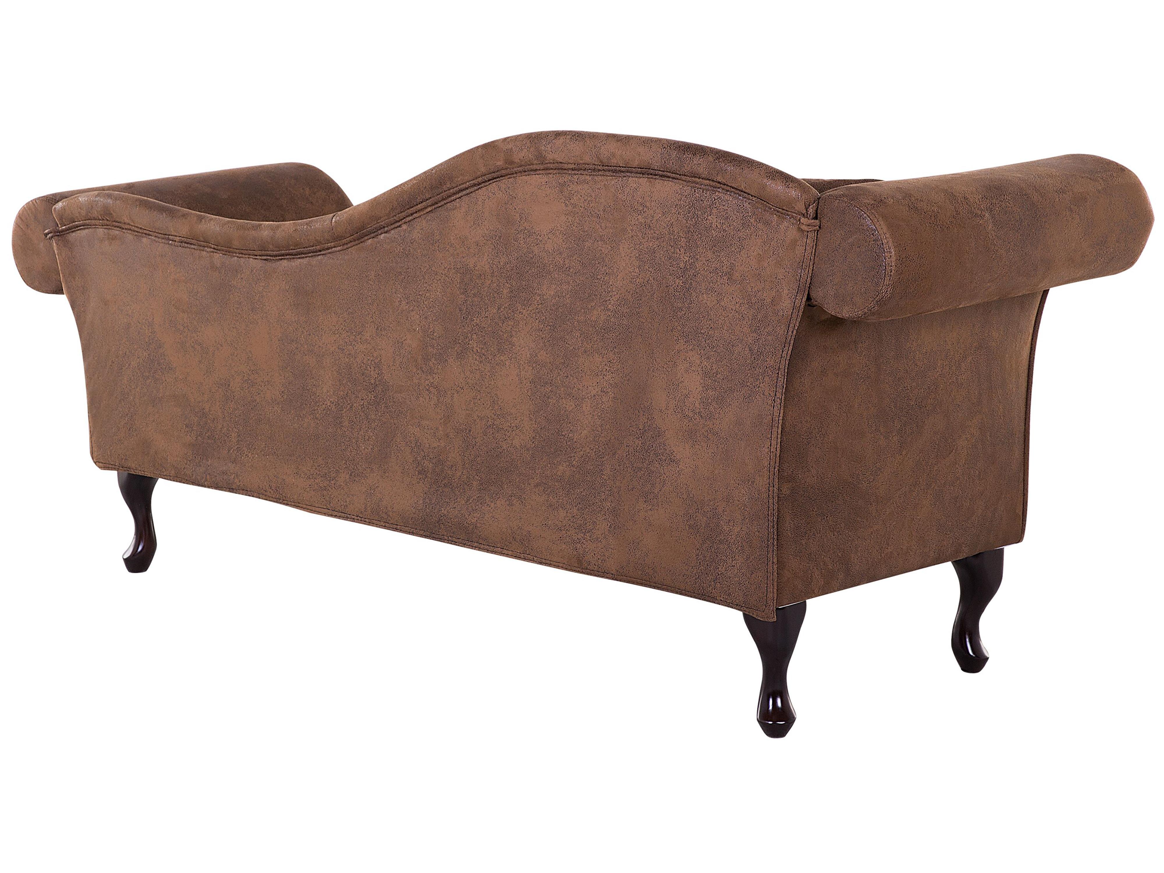 Linkszijdige chaise longue LATTES Kunstsuède Lichtbruin