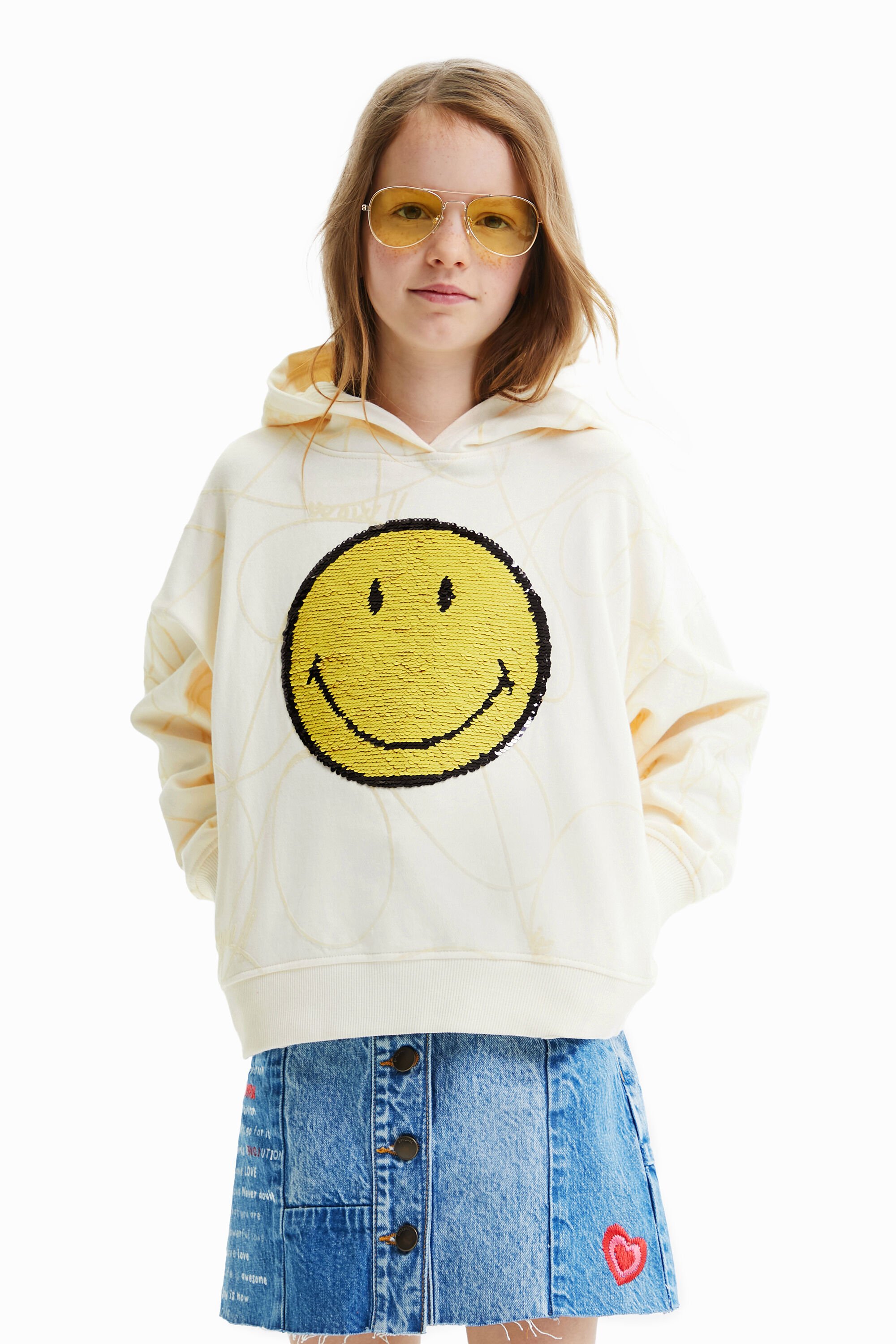 Sweat-shirt Smiley paillettes réversibles