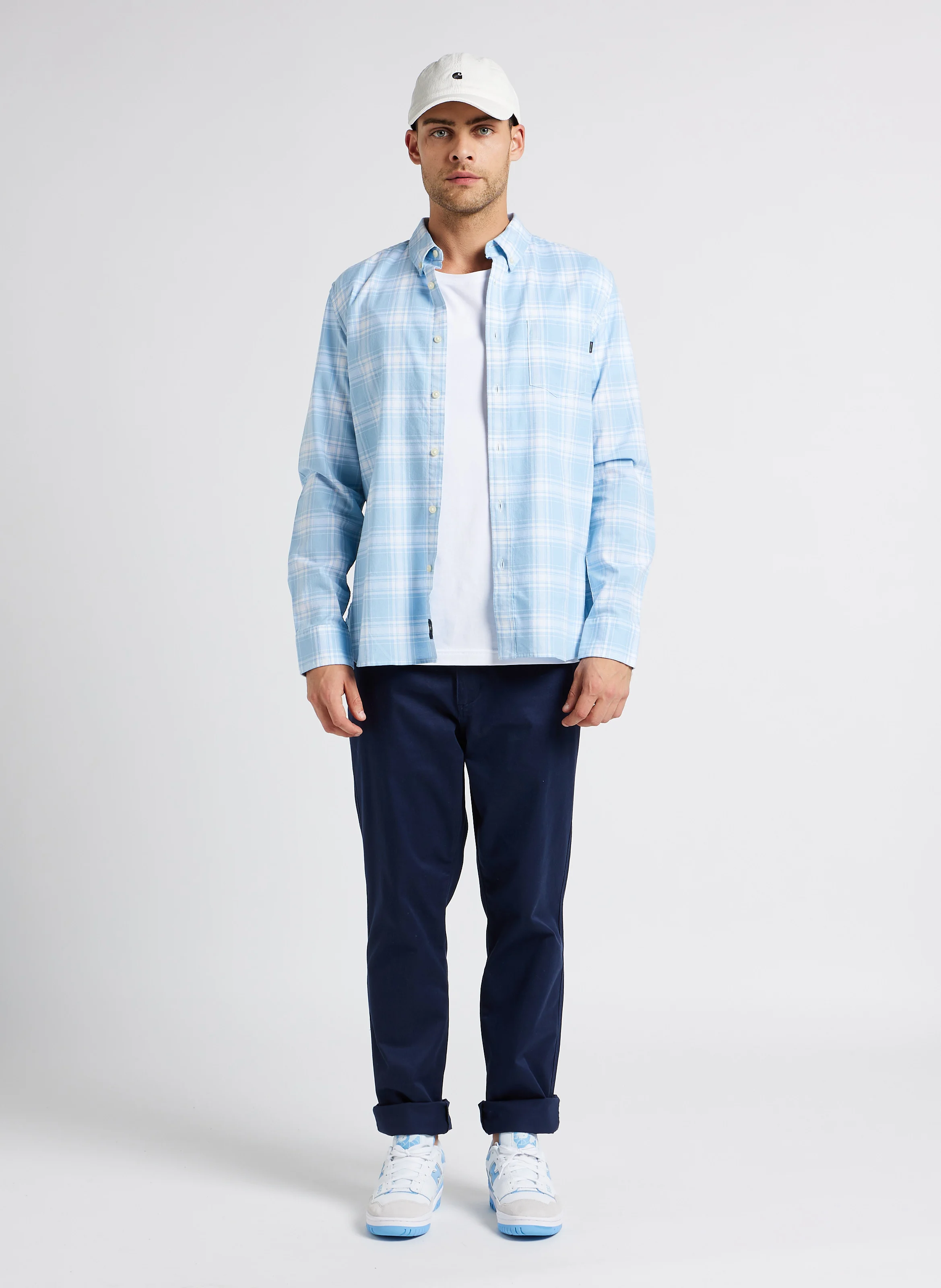 Pantalon chino slim-fit en coton stretch | Bleu