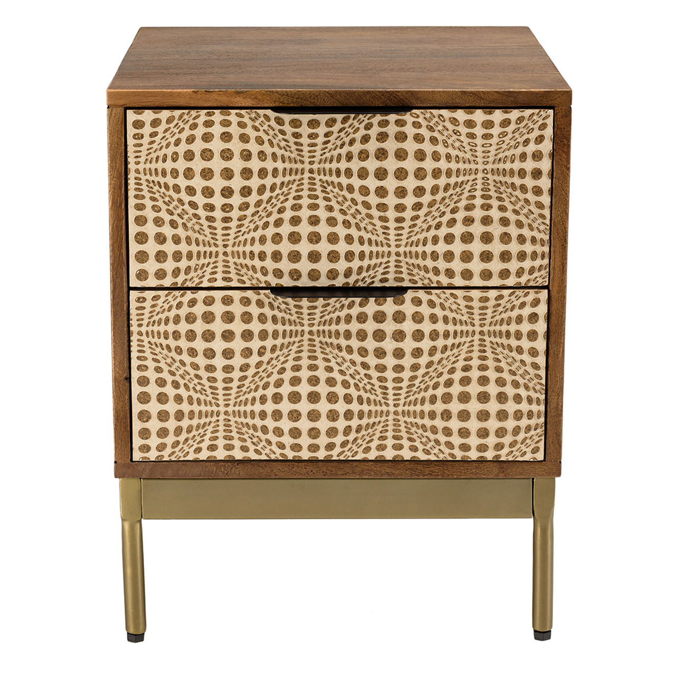 Macabane Chevet en bois de Manguier 2 tiroirs Alix marron - 46x45x42 cm