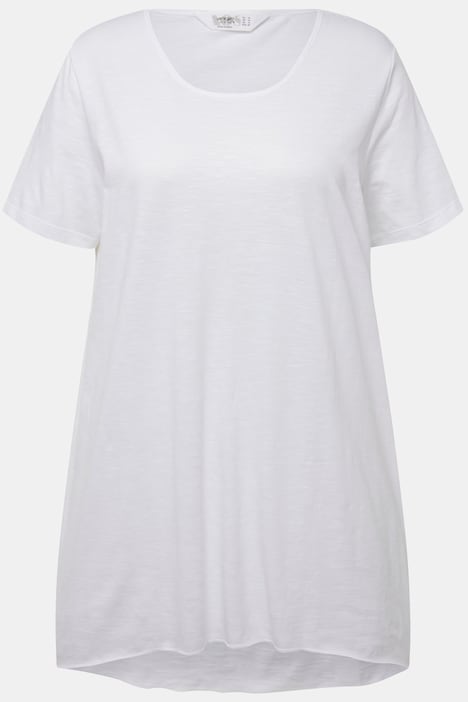 Longshirt, Rundhals, Halbarm, gerundeter Saum