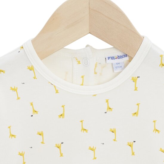 Ensemble Salopette + Haut   Imprimé girafe        de               P'tit bisou