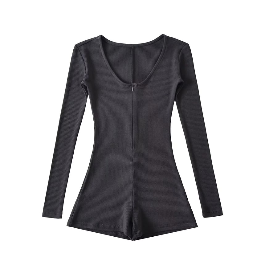 Asiris - Effen romper met lange mouwen en V-hals