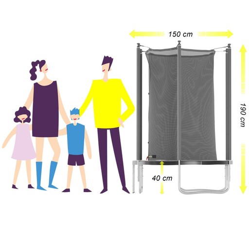 Cama elástica de jardim Cocon de 150 cm (5 pés) com rede interna e tapete protetor.