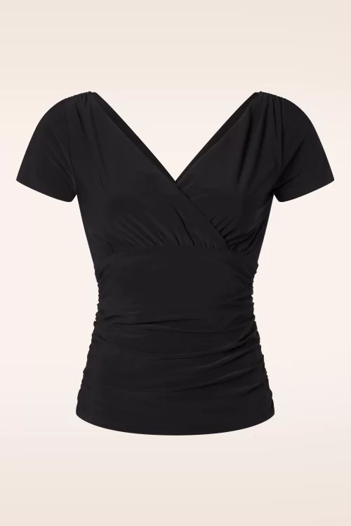 Vintage Diva  Alessandra top in zwart