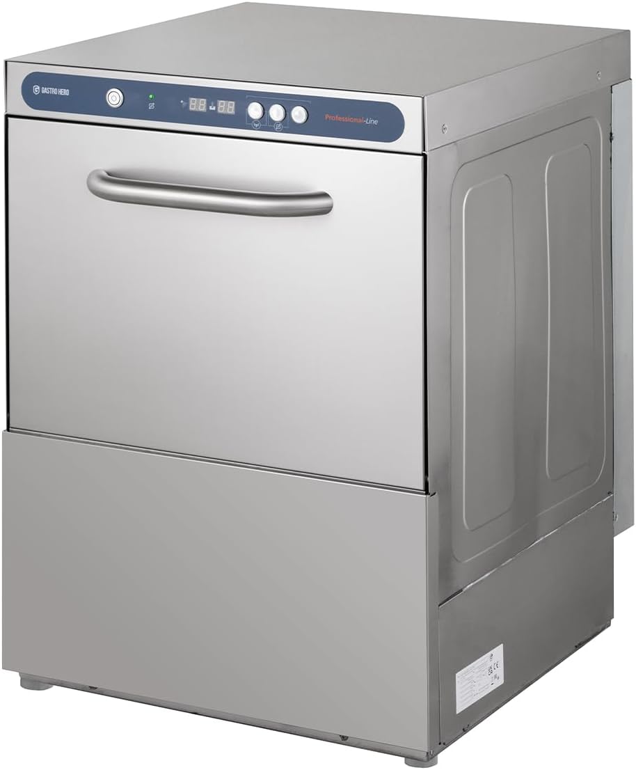 Geschirrspülmaschine PROFI-GSM54SLE | Korbmaß 50×50 cm | Gastro Geschirrspüler Edelstahl | Reiniger- & Klarspüldosierer | mit Ablaufpumpe & Enthärter | 400 V | Made in Europe