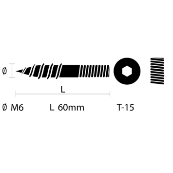 GAMMA stokschroef M6 x 60 mm 10 stuks