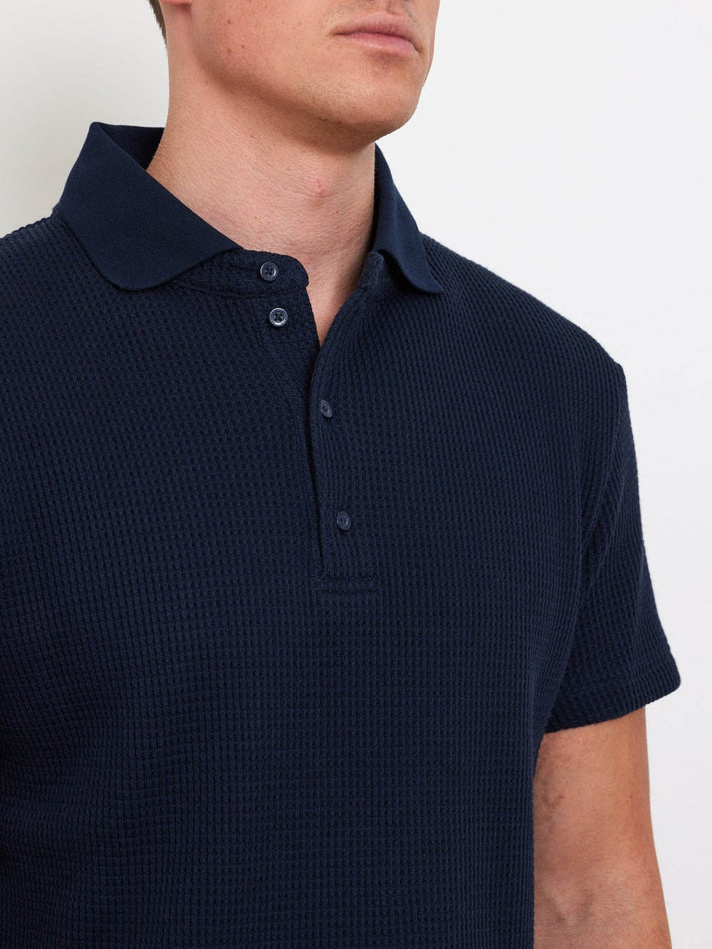 Waffle Polo Herre Navy Blue