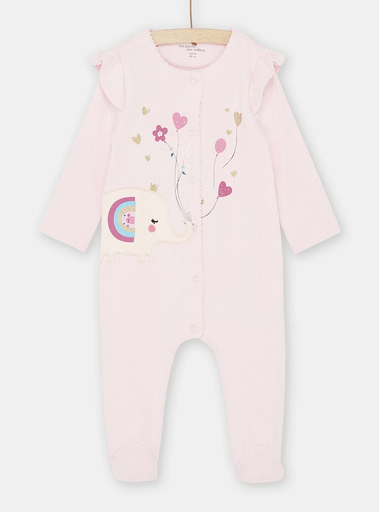 Grenouillère rose à volants bébé fille