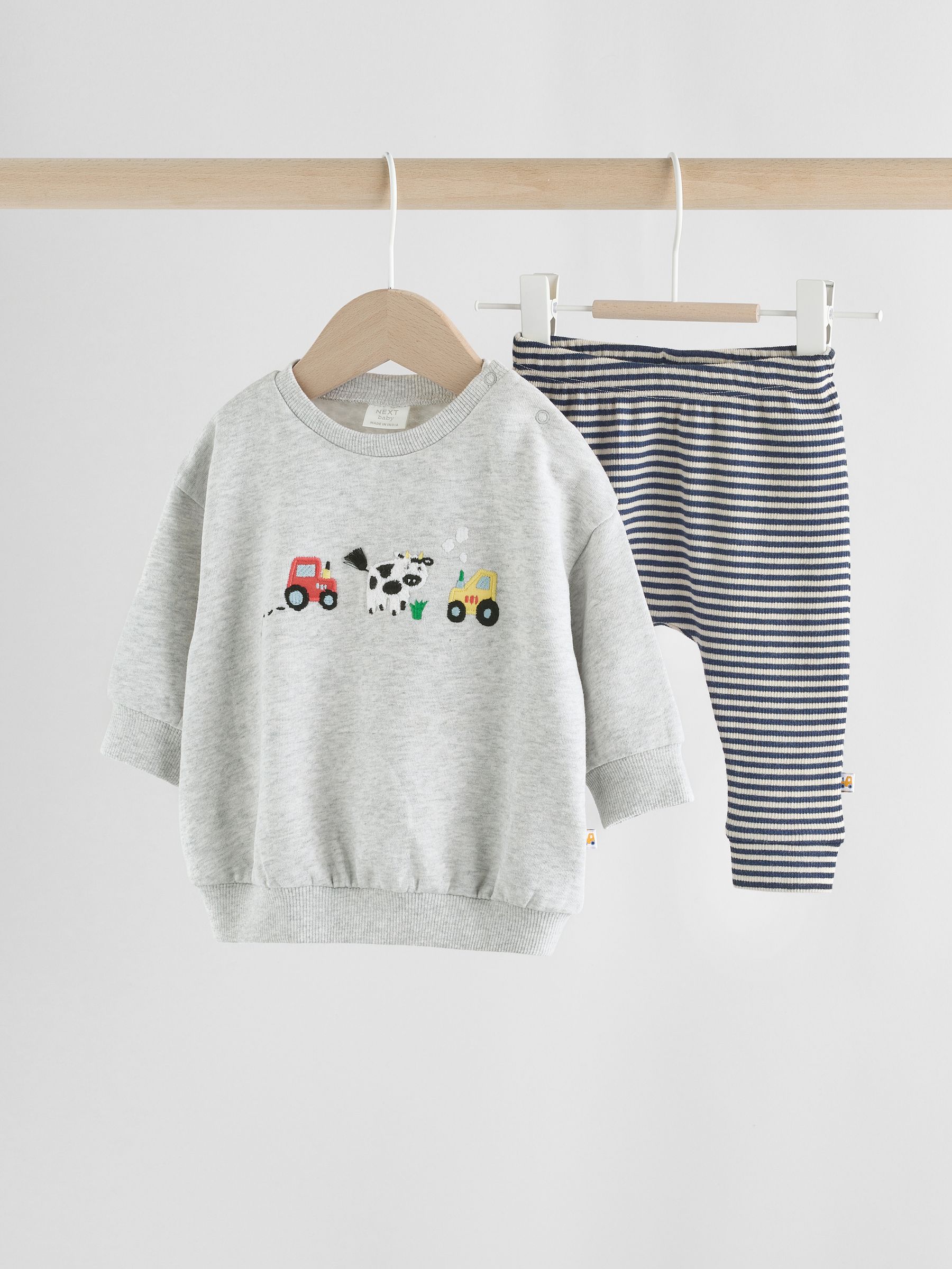 Grijs boerderijfiguur - Set met baby-sweatshirt en legging (0mnd-3jr)