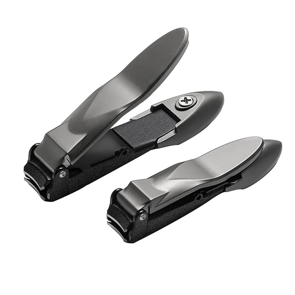 Edelstahl Nagelknipser Finger-/Fuss Nagelschere mit Auffangbehälter (Maniküre/Pediküre) - Schwarz