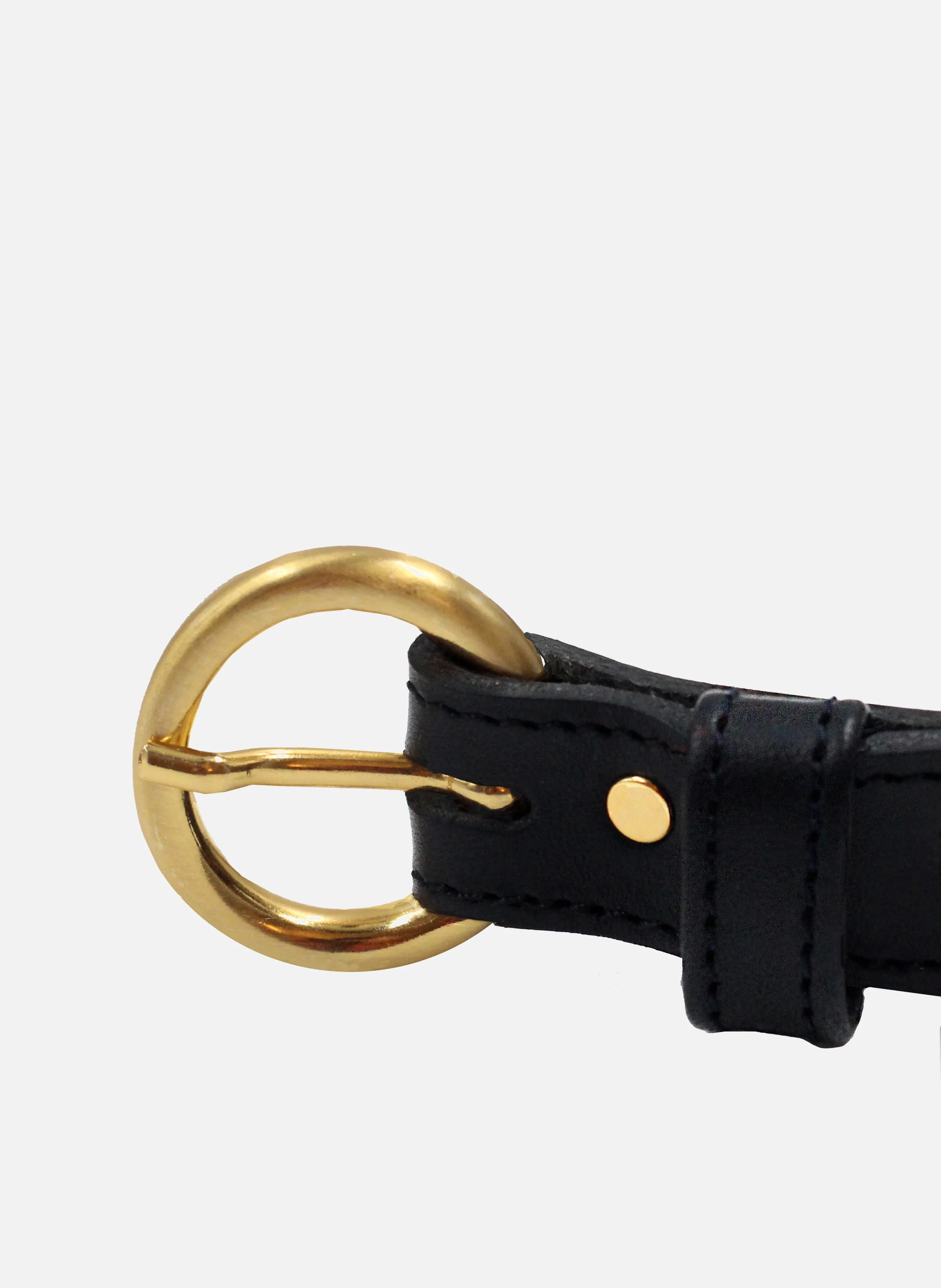 Ceinture boucle d'or cuir lisse | Noir