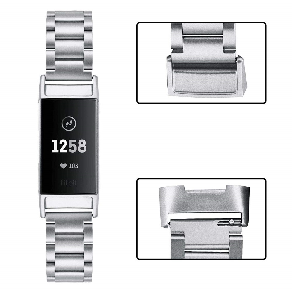 Fitbit Charge 4 / 3 Edelstahl Armband mit Metallschliesse - Silber