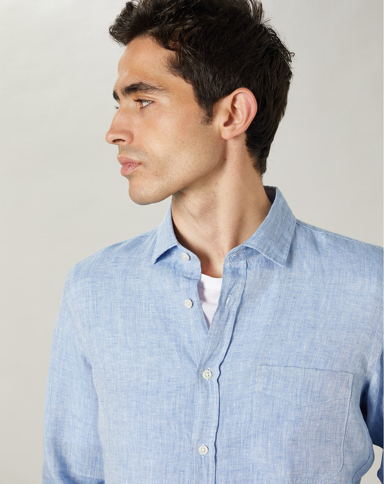 Hartford Chemise slim 100% Lin Storm chambray