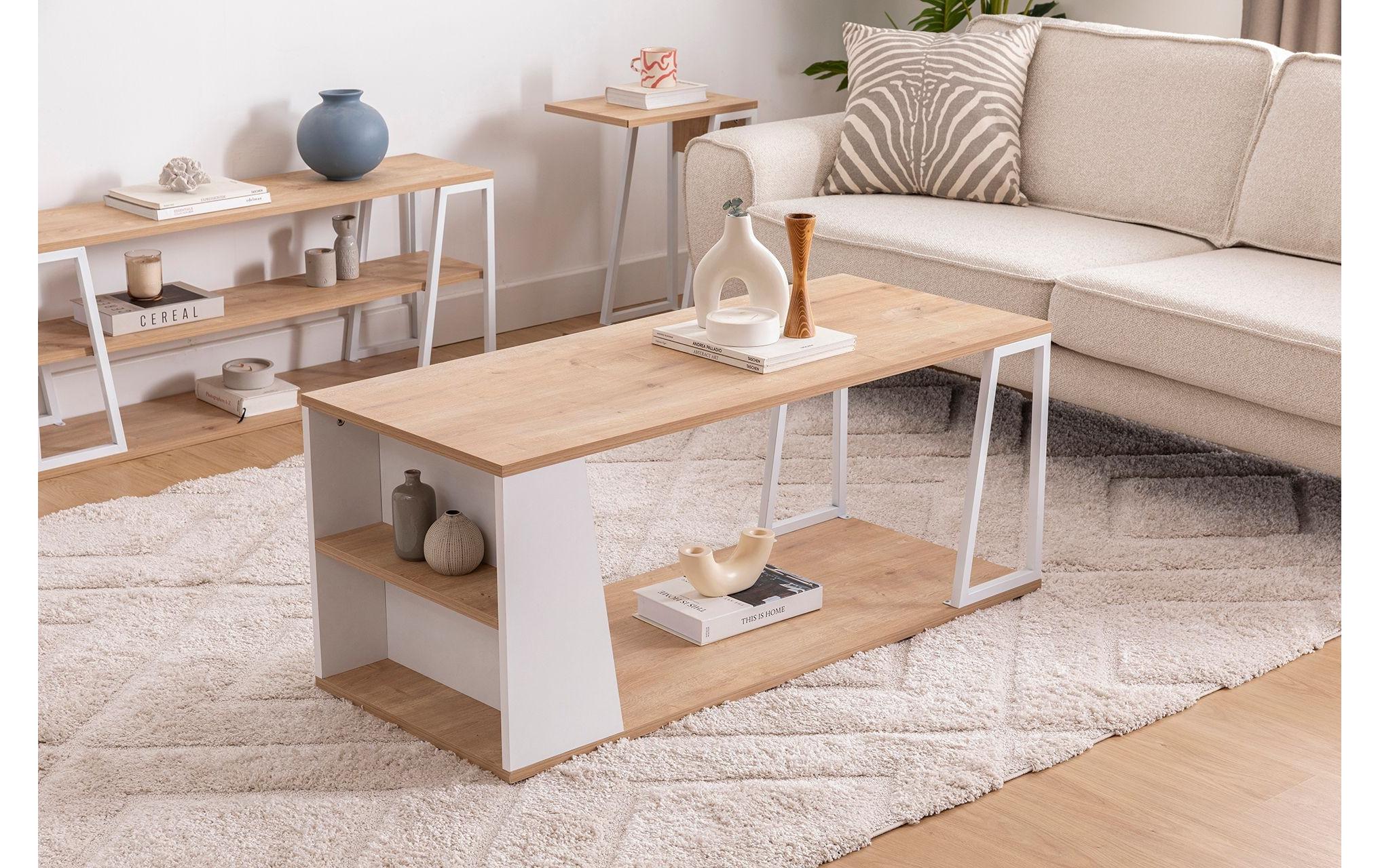 Couchtisch Lissa 120 x 48.6 cm, Braun/Weiss<br>Sofatisch