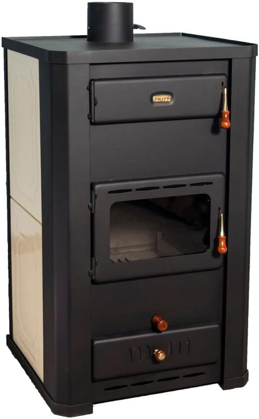 Prity S3 W21 Holzofen für Zentralheizung, Festbrennstoffofen, 5,0 kg, Beige/Schwarz