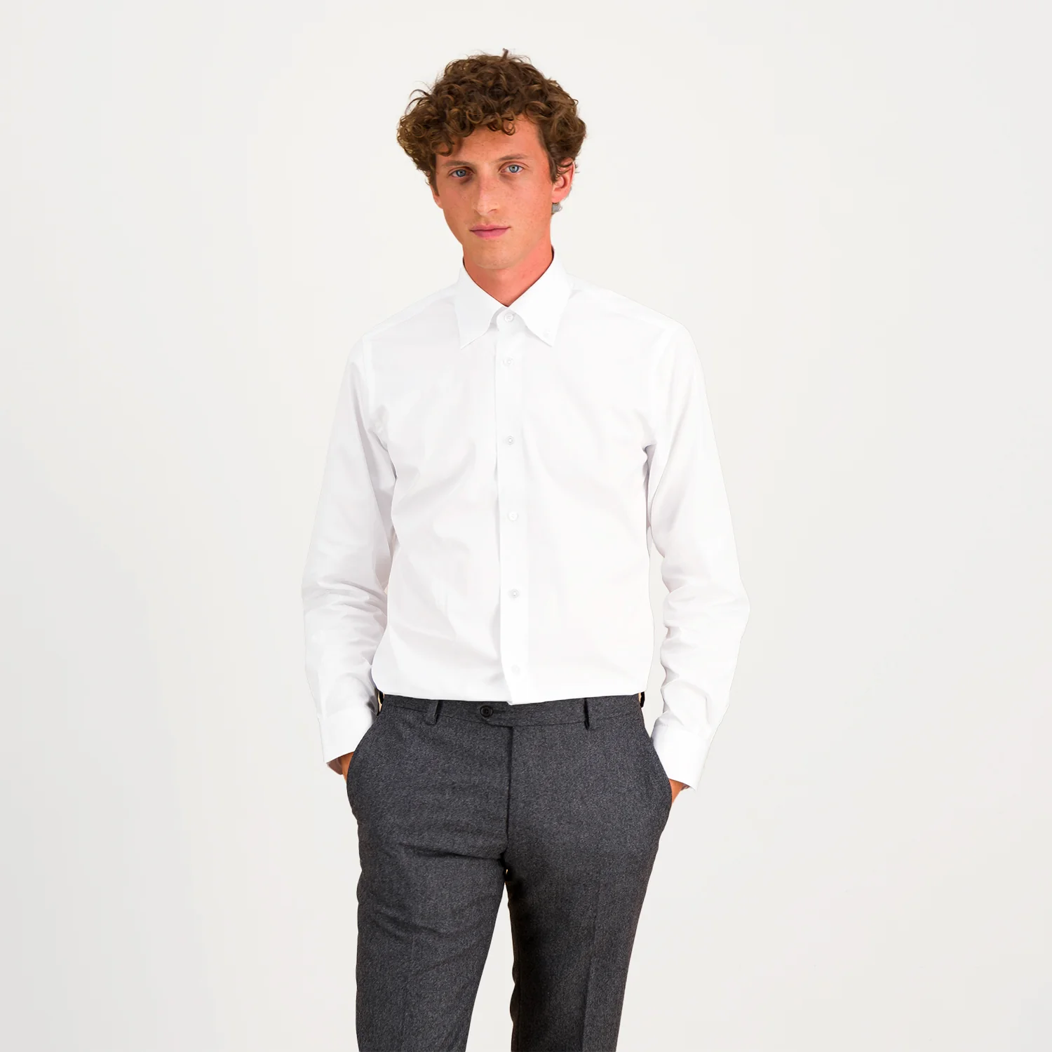 Double twisted fitted shirt in white poplin