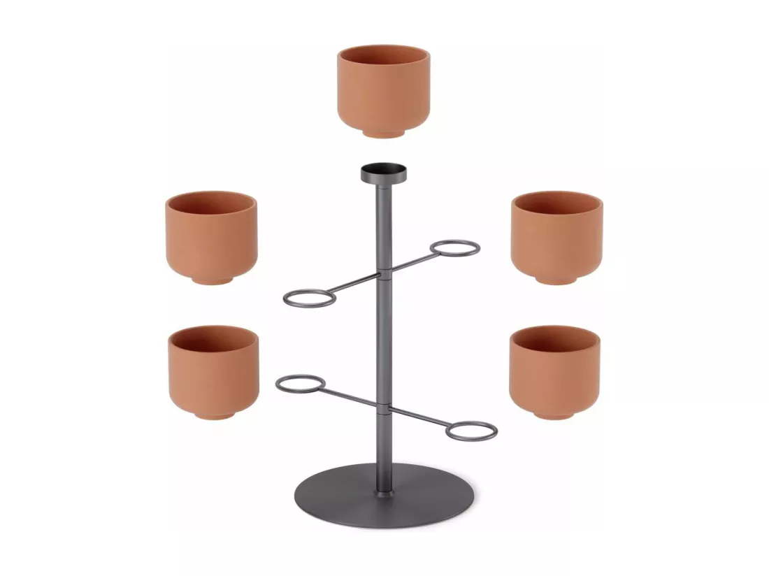 Support à plantes avec 5 pots Terrapotta