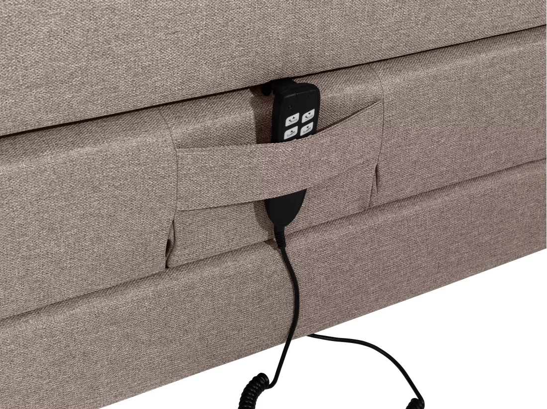 Ensemble complet boxspring tête de lit + sommiers relaxation électrique + matelas + surmatelas - 100 x 200 cm - Tissu - Beige - CASTEL II de PALACIO