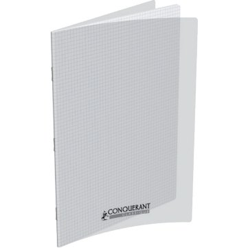 Cahier piqué conquérant classique couverture polypropylène rigide transparente a5+ 17x22cm 96 pages 90g séyès incolore