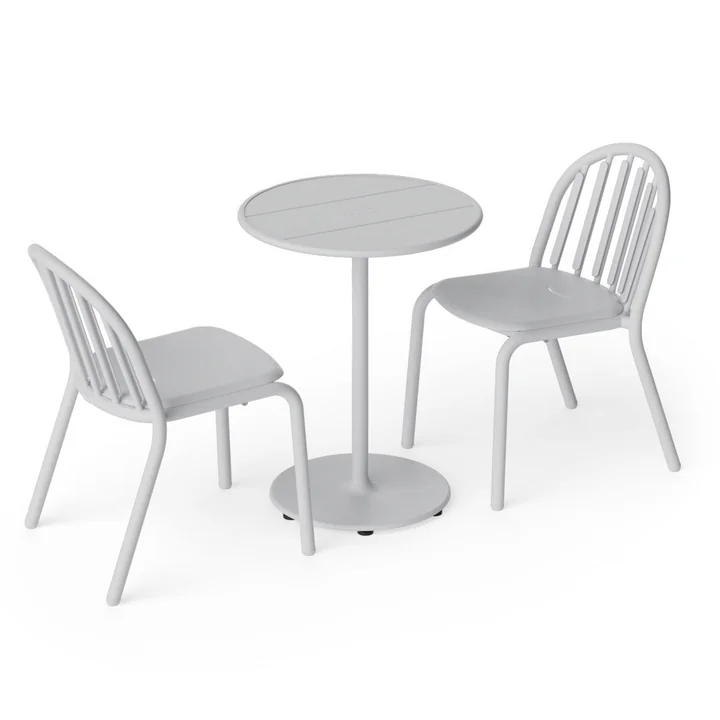 Fatboy - Fred's Outdoor Tisch Ø 60 cm   Stuhl (2er Set), hellgrau (Exklusive Edition)