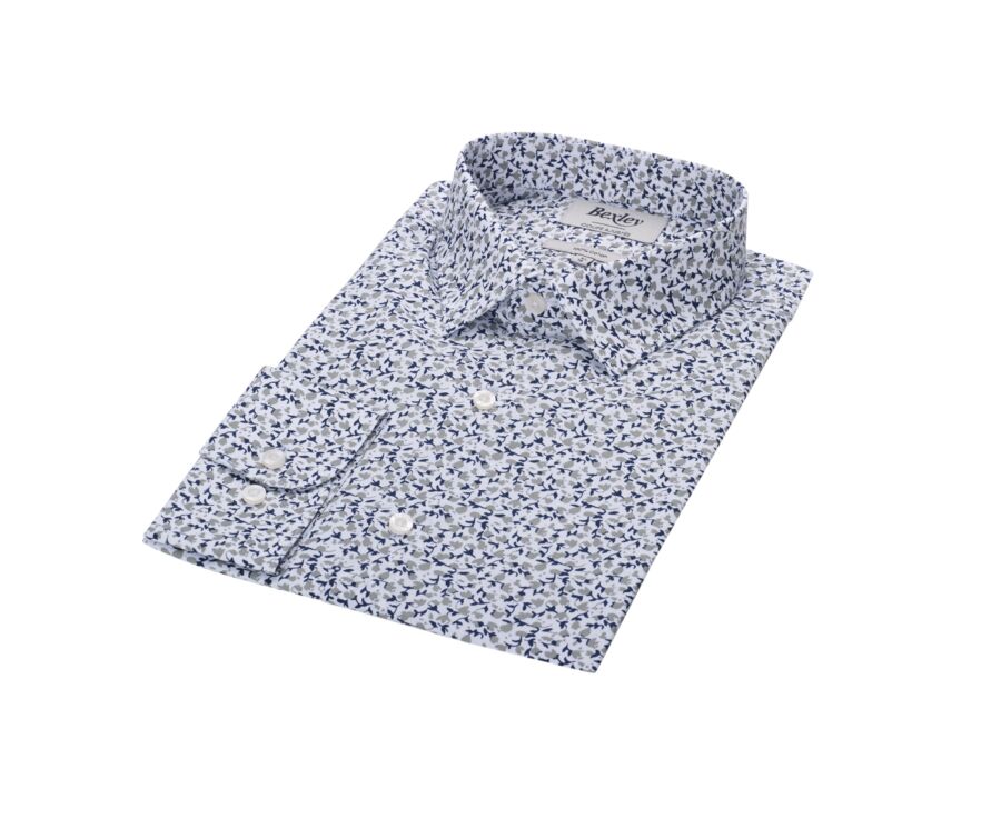 Chemise homme blanche à imprimé fleuri blanc et taupe - HÉMÉRIC